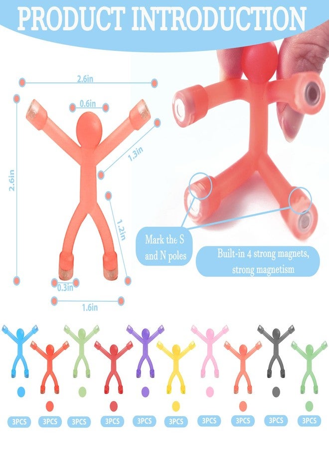 TGIQROVE 30 Pcs Magnets Toys for Kids, Magnetic Men Magnetic People Humanoid Fidget Toys Mini Magnatiles, Funny Fridge Magnets Adults for Fridge, Refrigerator, Locker, Door, Office, Whiteboard (Colorful) - Image 2